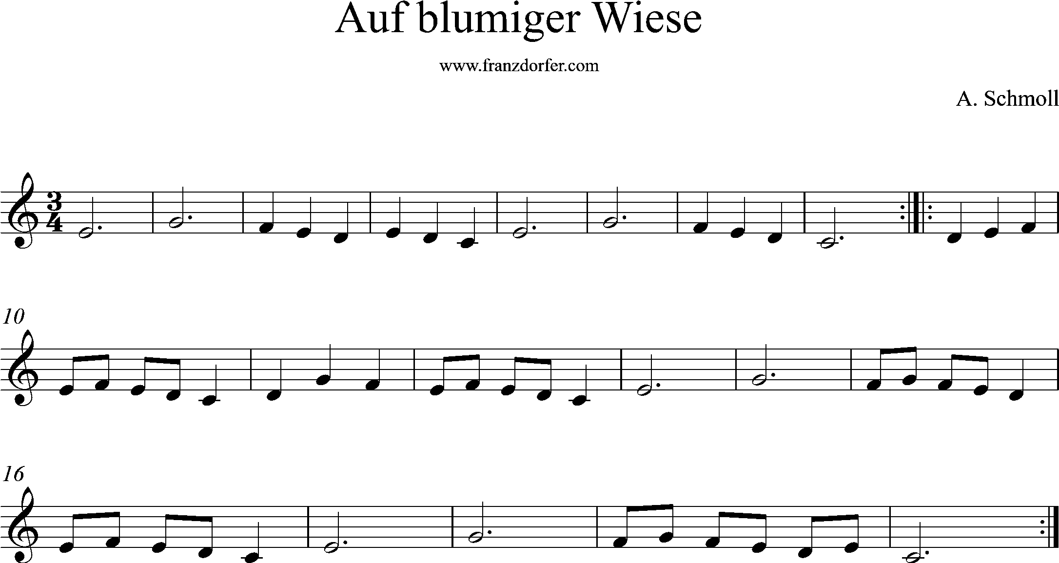 solonoten, auf blumiger Wiese, C-Dur